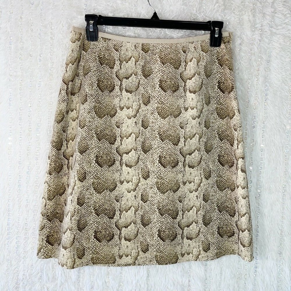 Liz Claiborne LizSport Pencil Skirt Women's Size 14 Beige Lined Velour Snakeskin
